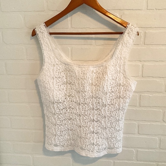Joseph Ribkoff Y2K Bustier Sheer Tank top Lace Mesh Stretch Romantic White 16 - Picture 1 of 8